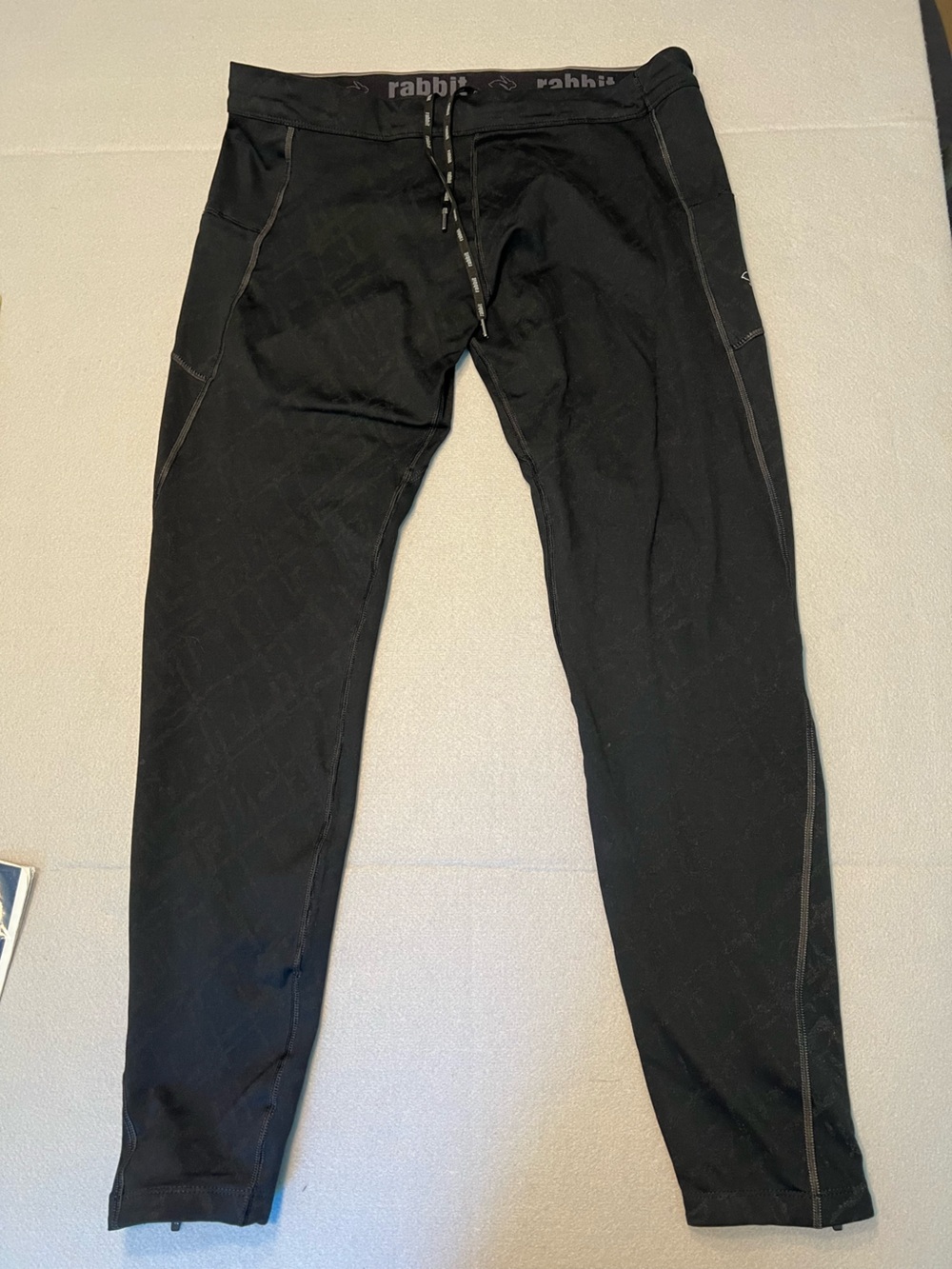 Rabbit Running Speed Tight 27" Geometric Black Womens Zippers Size XL Black